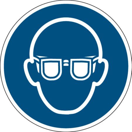 Používej ochranné brýle - značka